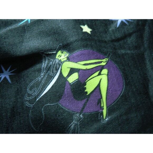 Unique Vintage Dress Size M Black Arden Pin Up Witch Print Babydoll Collared - Picture 10 of 13